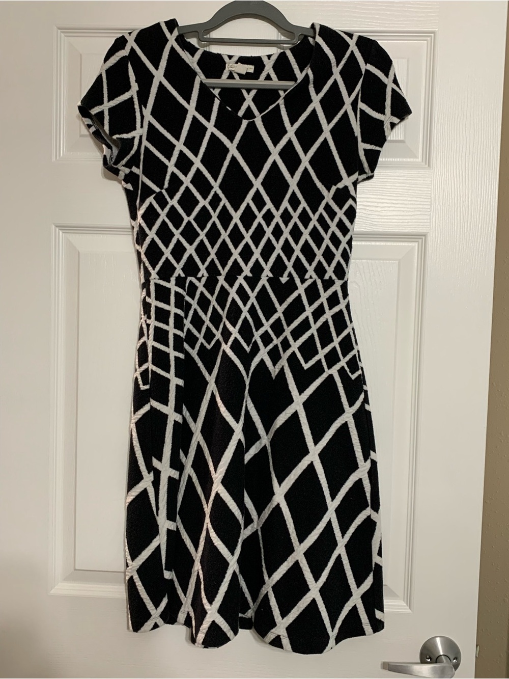Cato Black and White Geometric Midi Dress